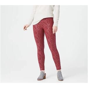 WOMEN WITH CONTROL NEW $67 Embossed Ponte Royale Legging Cabernet XSP